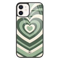 Casimoda iPhone 12 glazen hardcase - Hart swirl groen