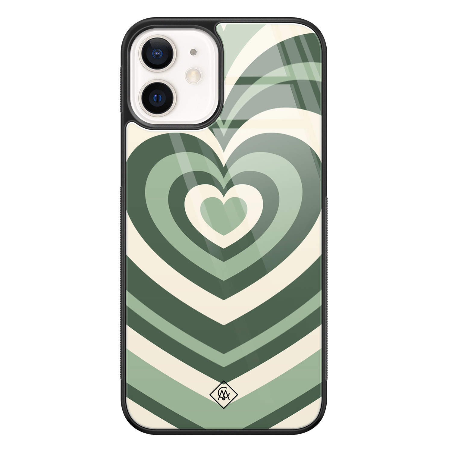 iPhone 12 glazen hardcase Hart swirl groen