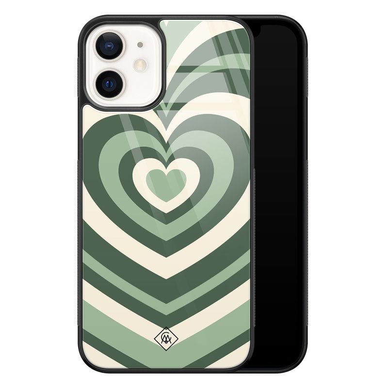 Casimoda iPhone 12 glazen hardcase - Hart swirl groen