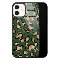 Casimoda iPhone 12 glazen hardcase - Luipaard groen