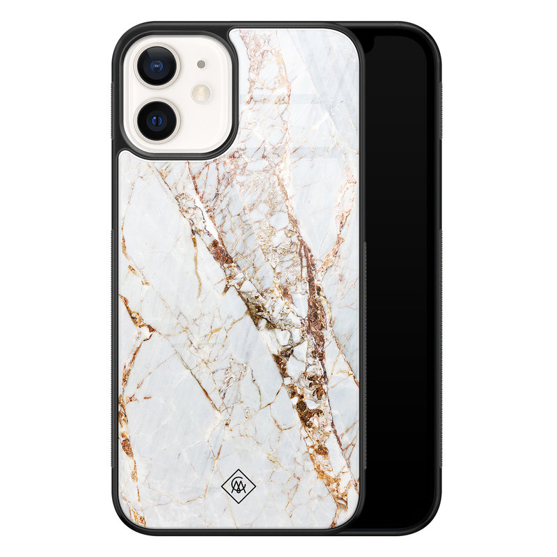 Casimoda iPhone 12 glazen hardcase - Marmer goud
