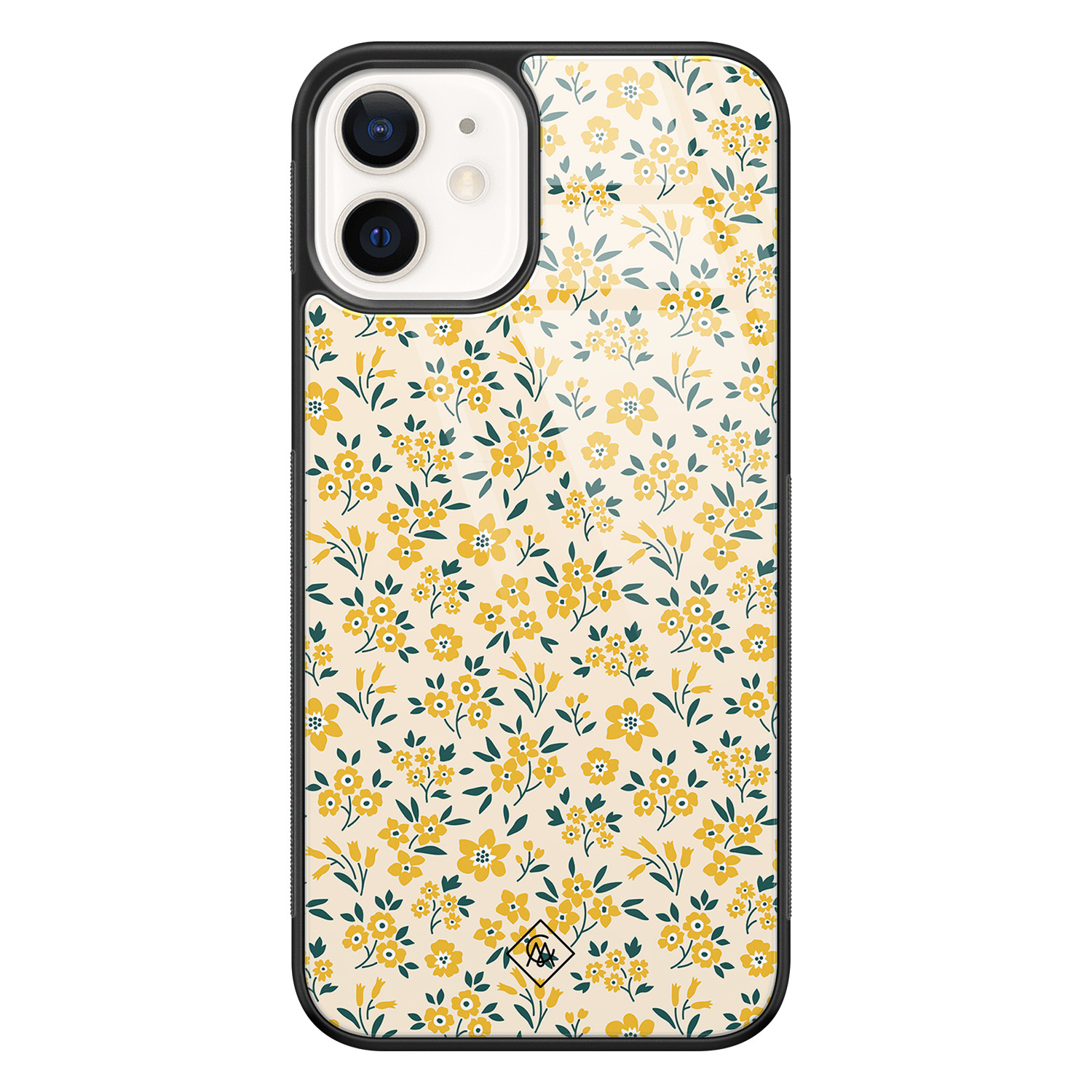 iPhone 12 glazen hardcase Yellow garden