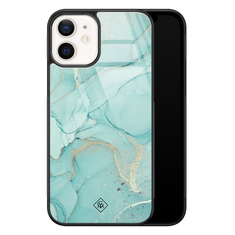 Casimoda iPhone 12 glazen hardcase - Touch of mint