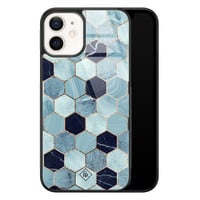 Casimoda iPhone 12 glazen hardcase - Blue cubes
