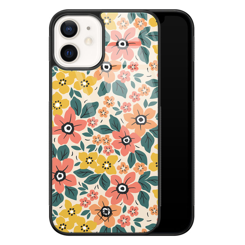 Casimoda iPhone 12 glazen hardcase - Blossom