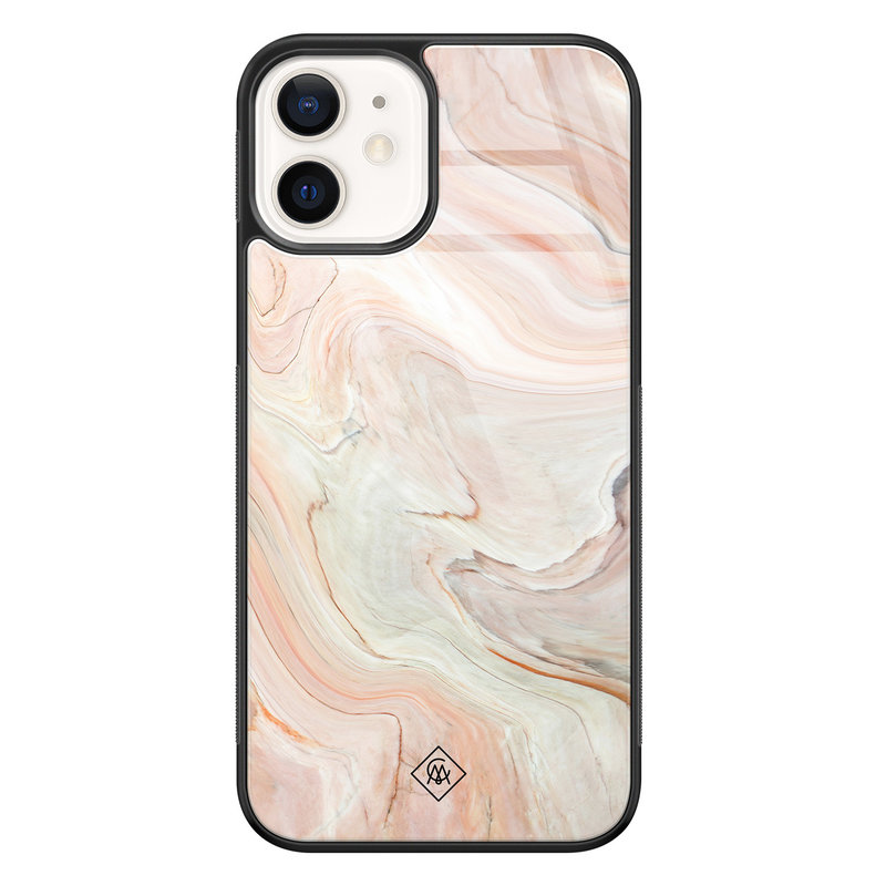 Casimoda iPhone 12 glazen hardcase - Marmer waves