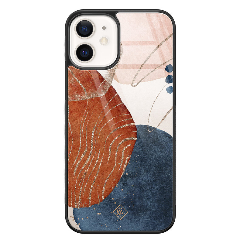 Casimoda iPhone 12 glazen hardcase - Abstract terracotta
