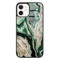 Casimoda iPhone 12 glazen hardcase - Green waves