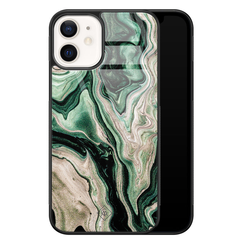 Casimoda iPhone 12 glazen hardcase - Green waves