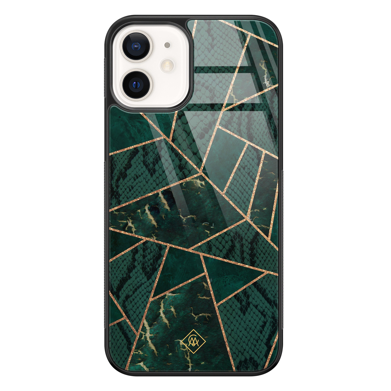 iPhone 12 glazen hardcase - Abstract groen