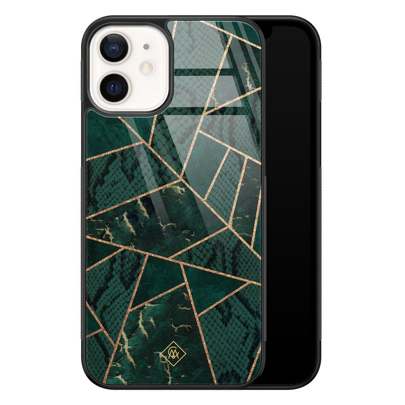 Casimoda iPhone 12 glazen hardcase - Abstract groen