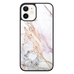 Casimoda iPhone 12 glazen hardcase - Parelmoer marmer