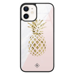 Casimoda iPhone 12 glazen hardcase - Ananas