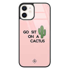 Casimoda iPhone 12 glazen hardcase - Go sit on a cactus