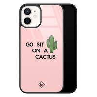 Casimoda iPhone 12 glazen hardcase - Go sit on a cactus