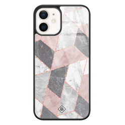 Casimoda iPhone 12 glazen hardcase - Stone grid