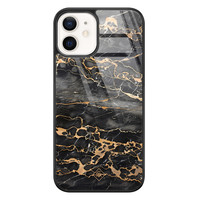 Casimoda iPhone 12 glazen hardcase - Marmer grijs brons