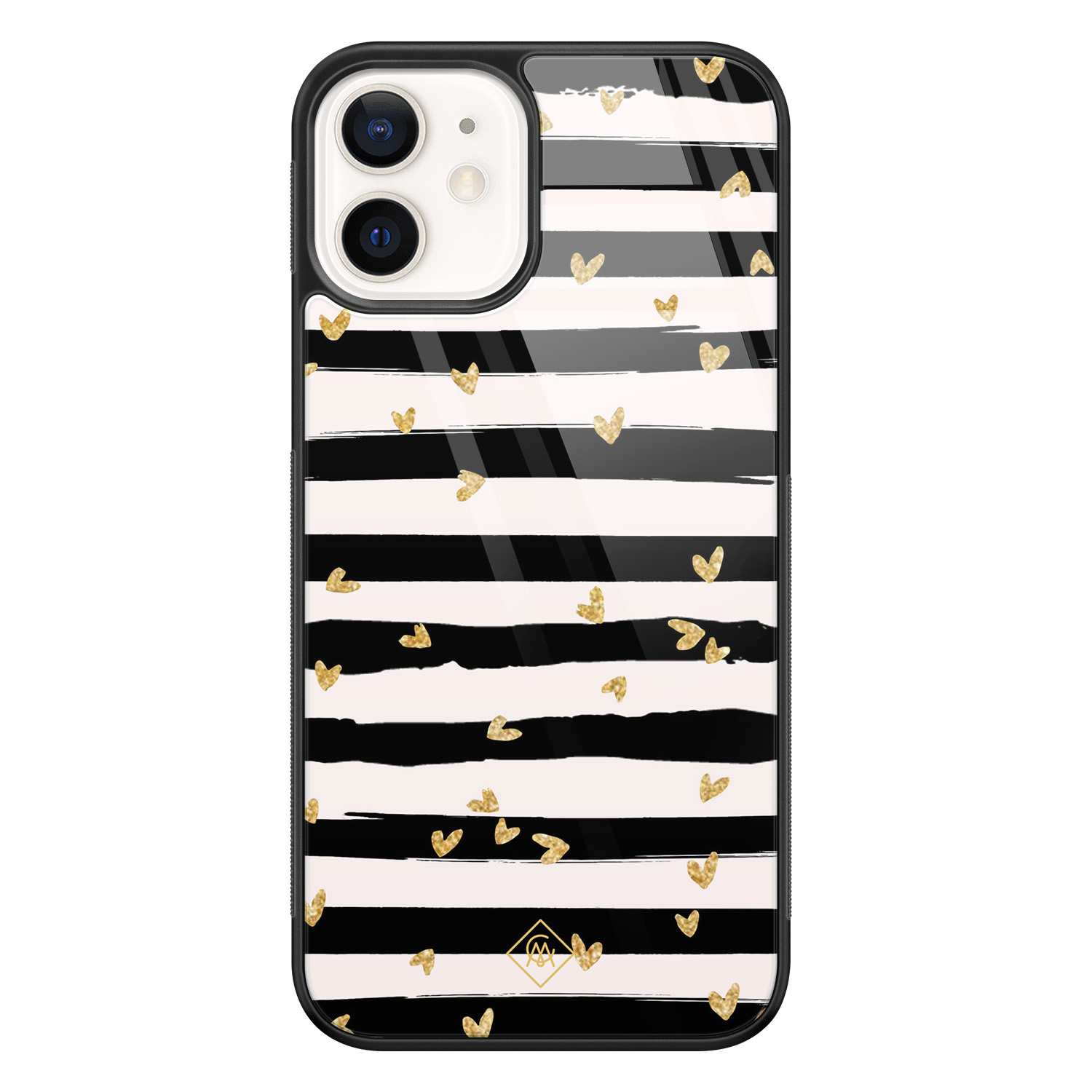 iPhone 12 glazen hardcase Hart streepjes