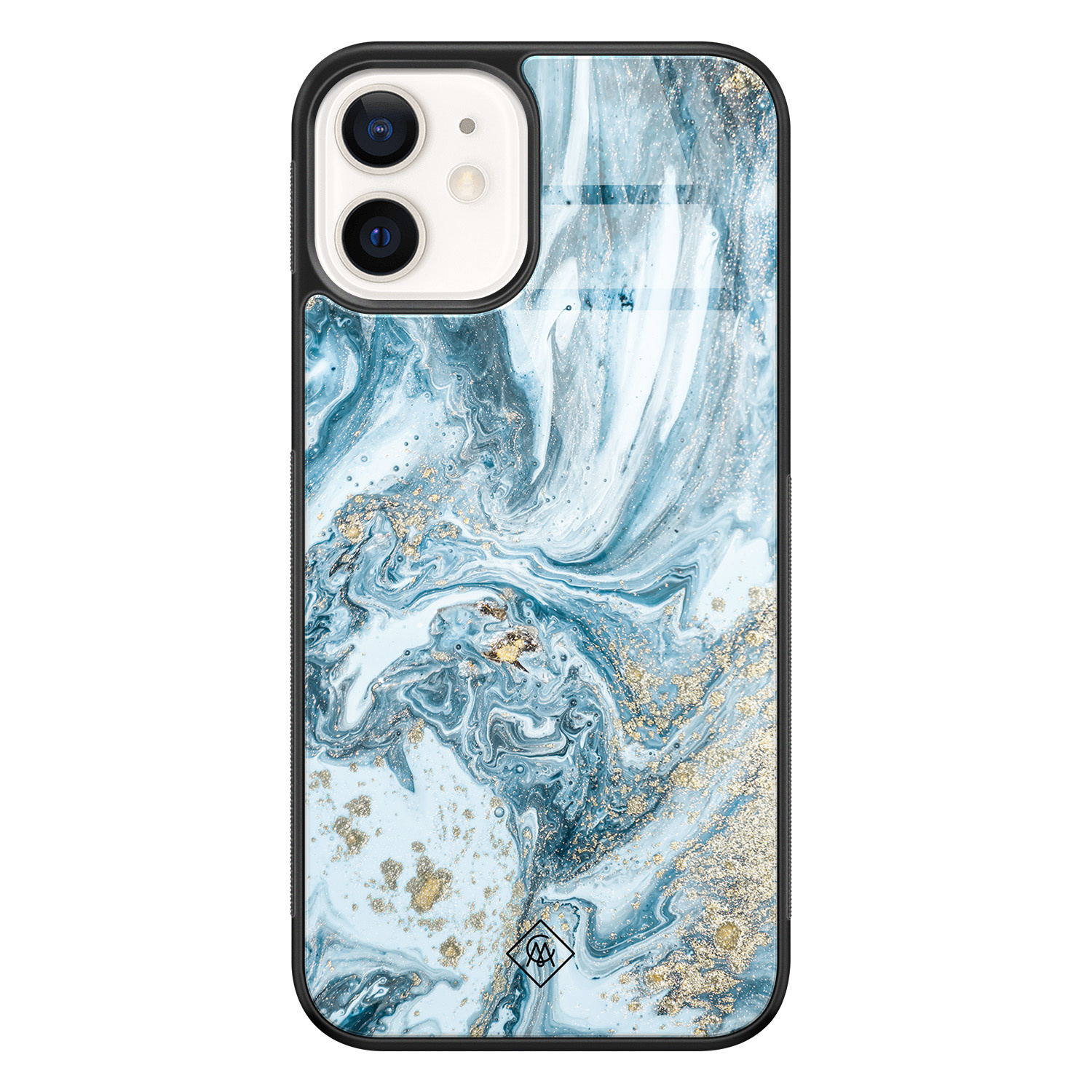 iPhone 12 glazen hardcase Marble sea