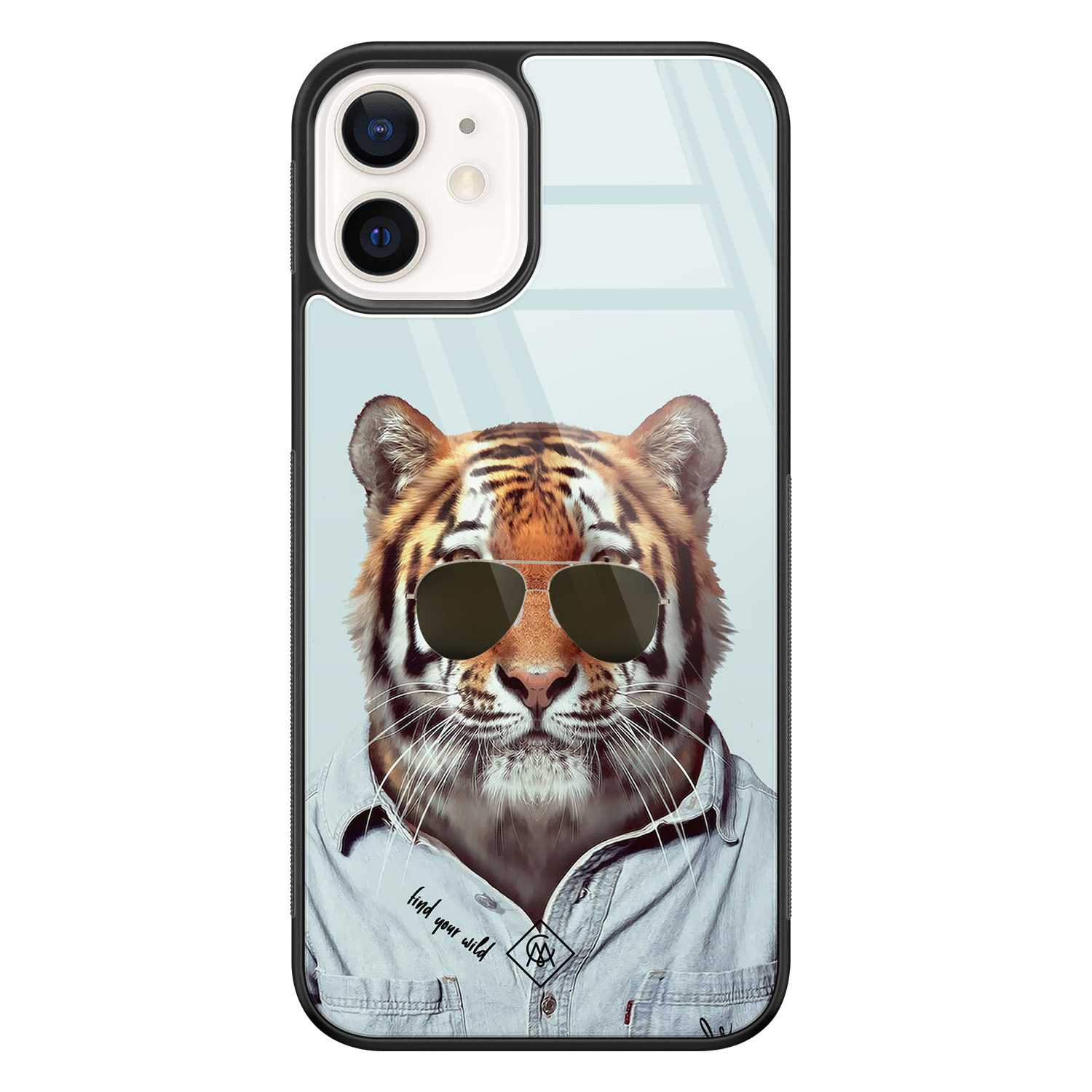 iPhone 12 glazen hardcase Tijger wild