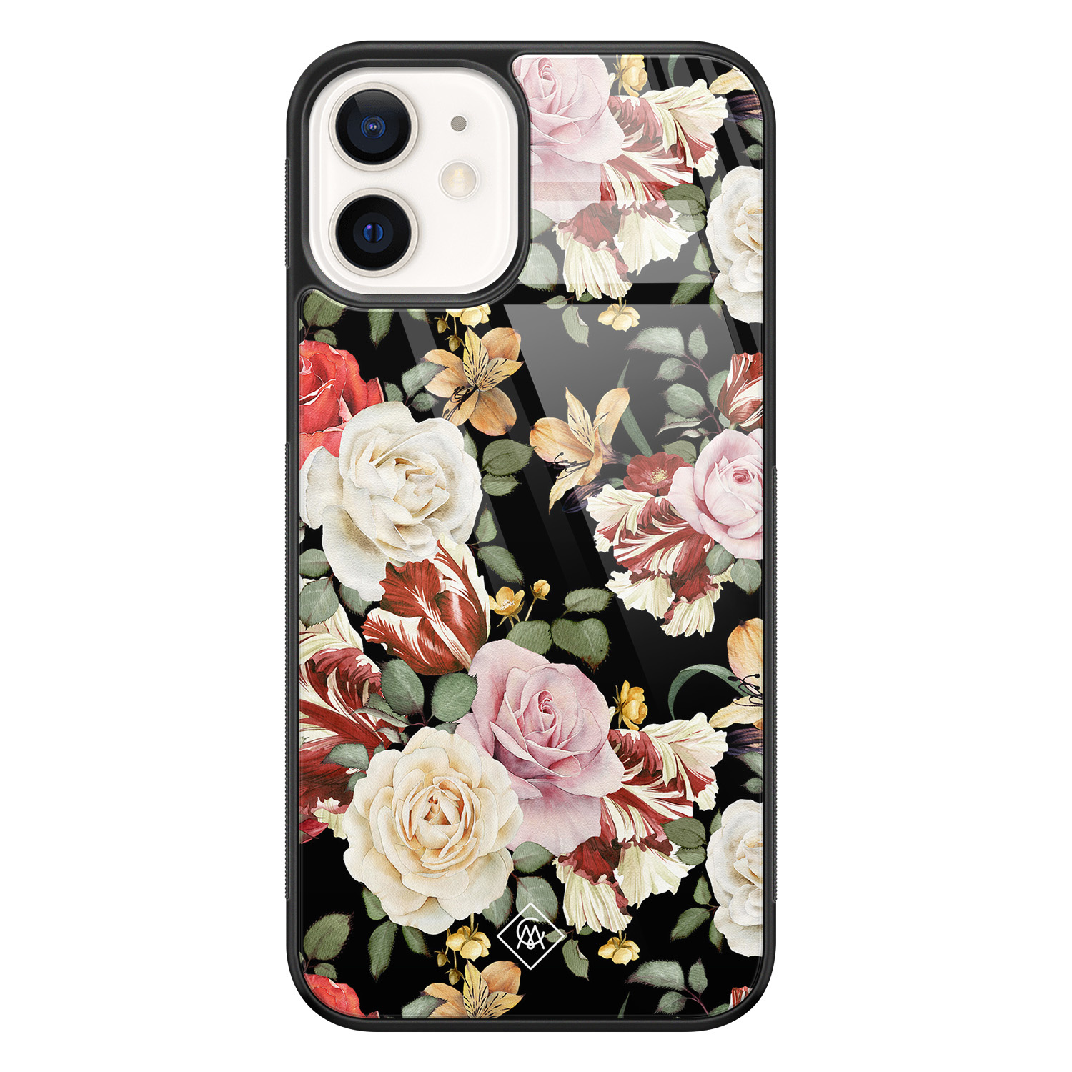 iPhone 12 glazen hardcase Flowerpower
