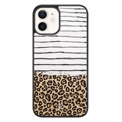 Casimoda iPhone 12 glazen hardcase - Leopard lines