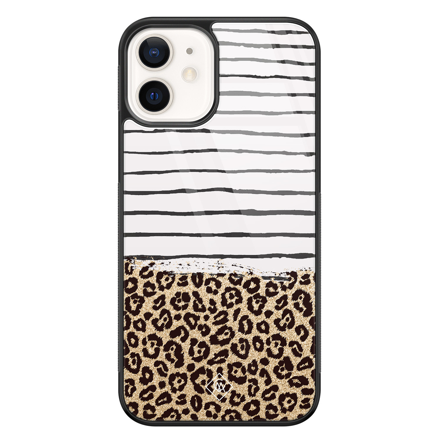 iPhone 12 glazen hardcase Leopard lines