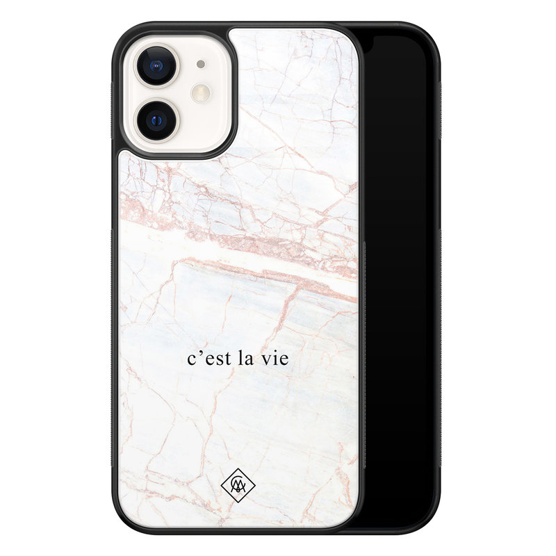 Casimoda iPhone 12 glazen hardcase - C'est la vie