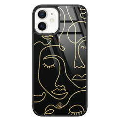 Casimoda iPhone 12 glazen hardcase - Abstract faces