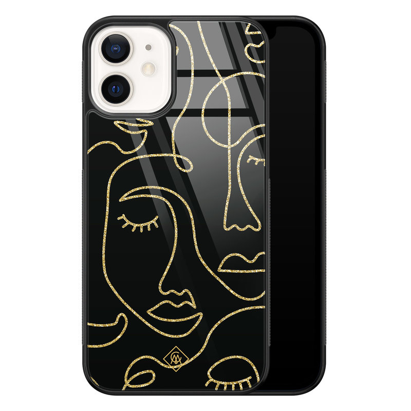 Casimoda iPhone 12 glazen hardcase - Abstract faces
