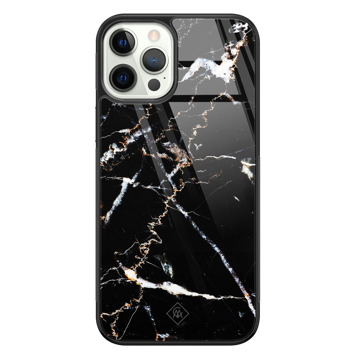 iPhone 12 Pro glazen hardcase Marmer zwart