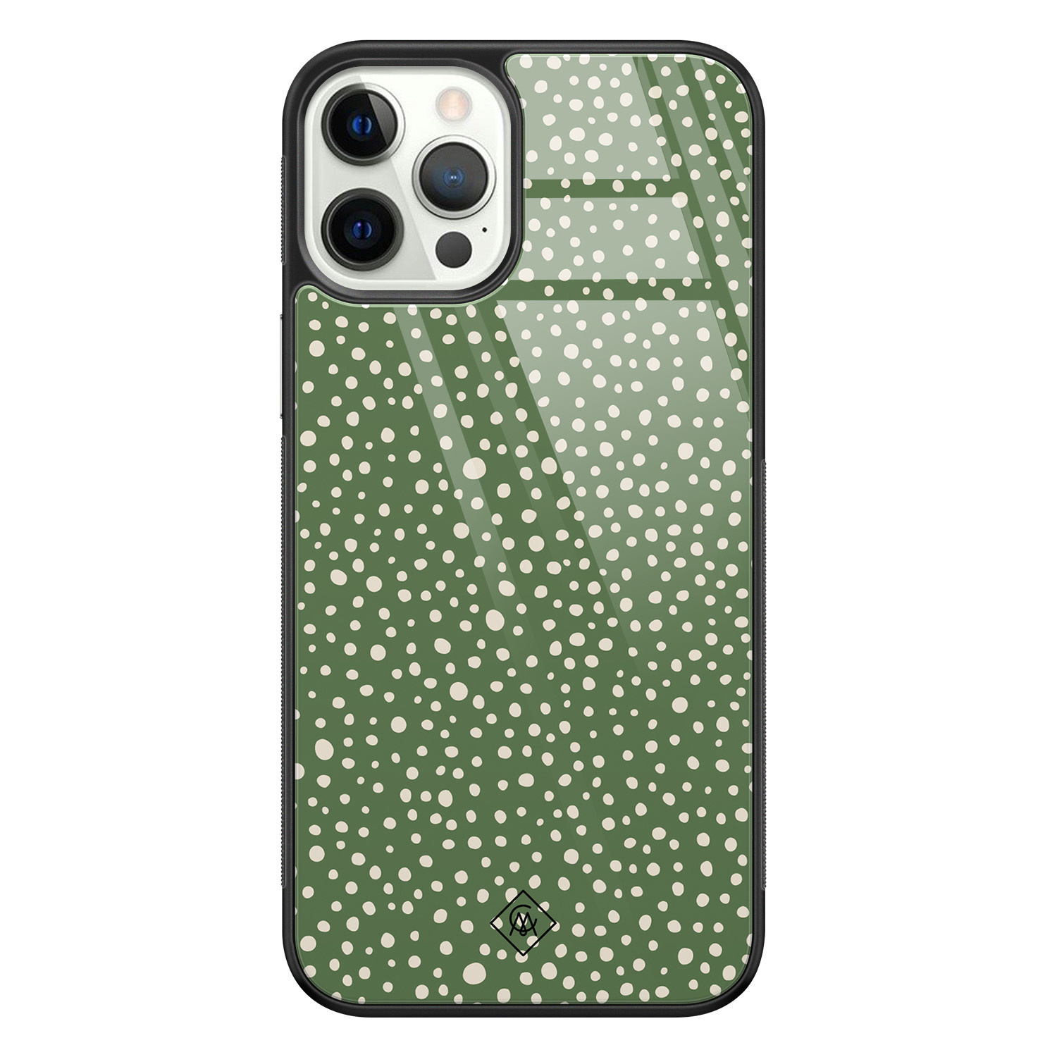 iPhone 12 Pro glazen hardcase Green dots