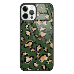 Casimoda iPhone 12 Pro glazen hardcase - Luipaard groen