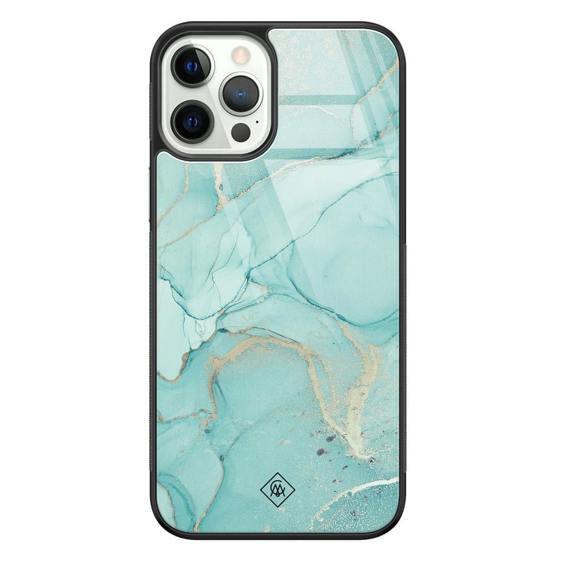 Casimoda iPhone 12 Pro glazen hardcase - Touch of mint
