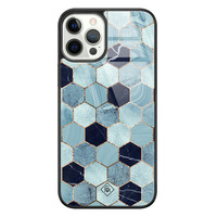 Casimoda iPhone 12 Pro glazen hardcase - Blue cubes