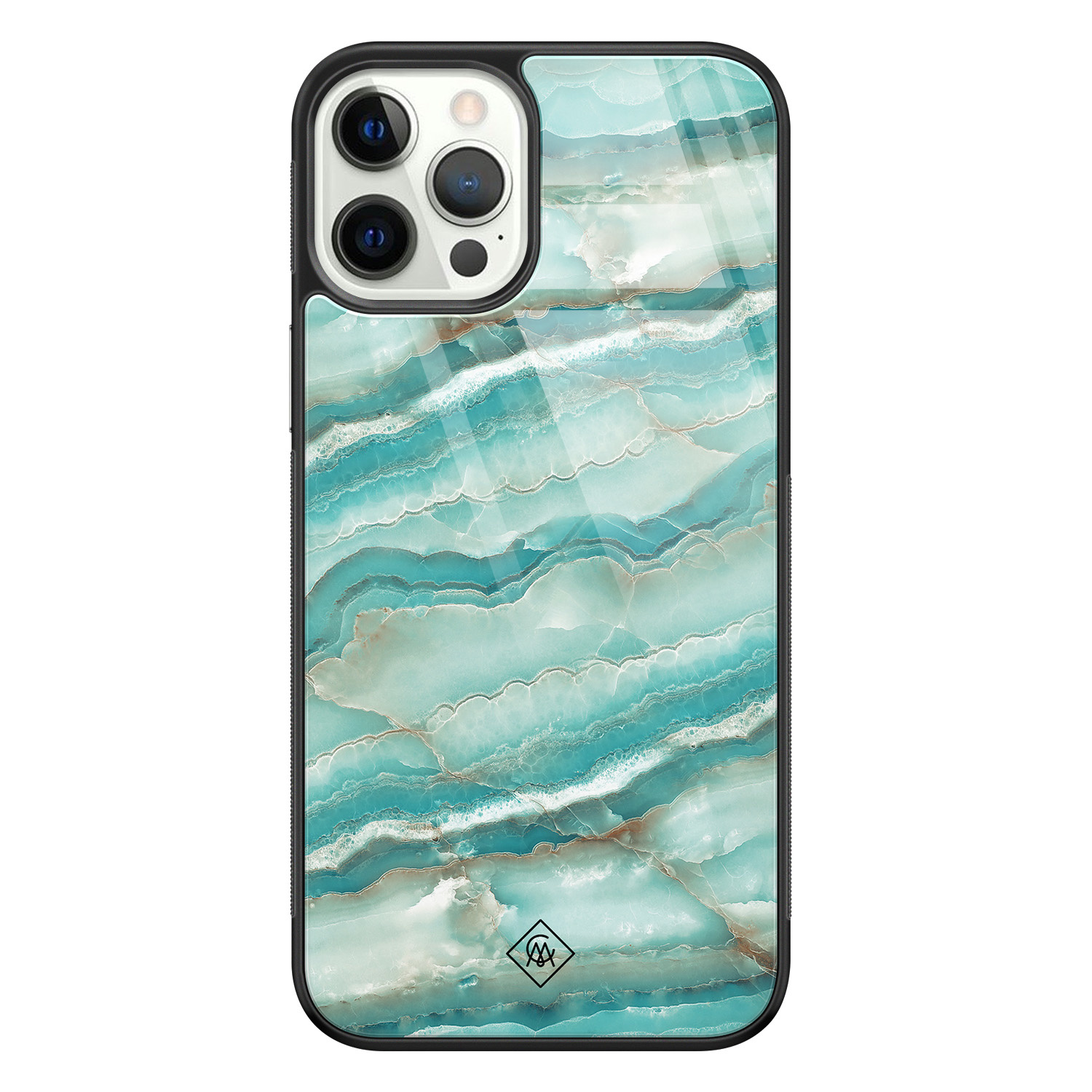 iPhone 12 Pro glazen hardcase Marmer azuurblauw