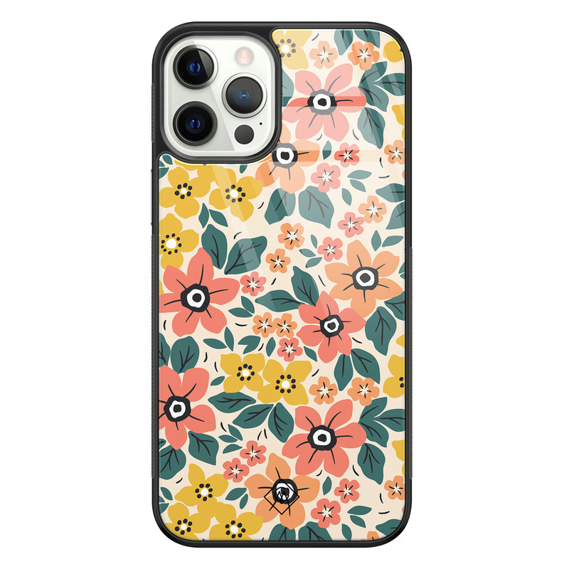 Casimoda iPhone 12 Pro glazen hardcase - Blossom