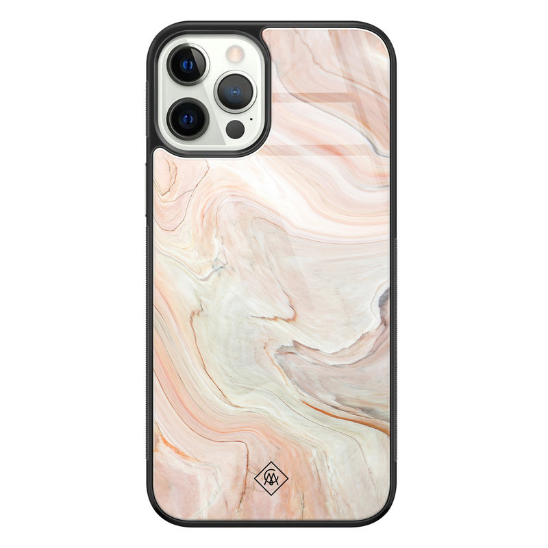 Casimoda iPhone 12 Pro glazen hardcase - Marmer waves