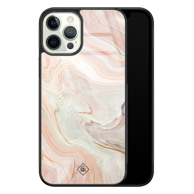 Casimoda iPhone 12 Pro glazen hardcase - Marmer waves