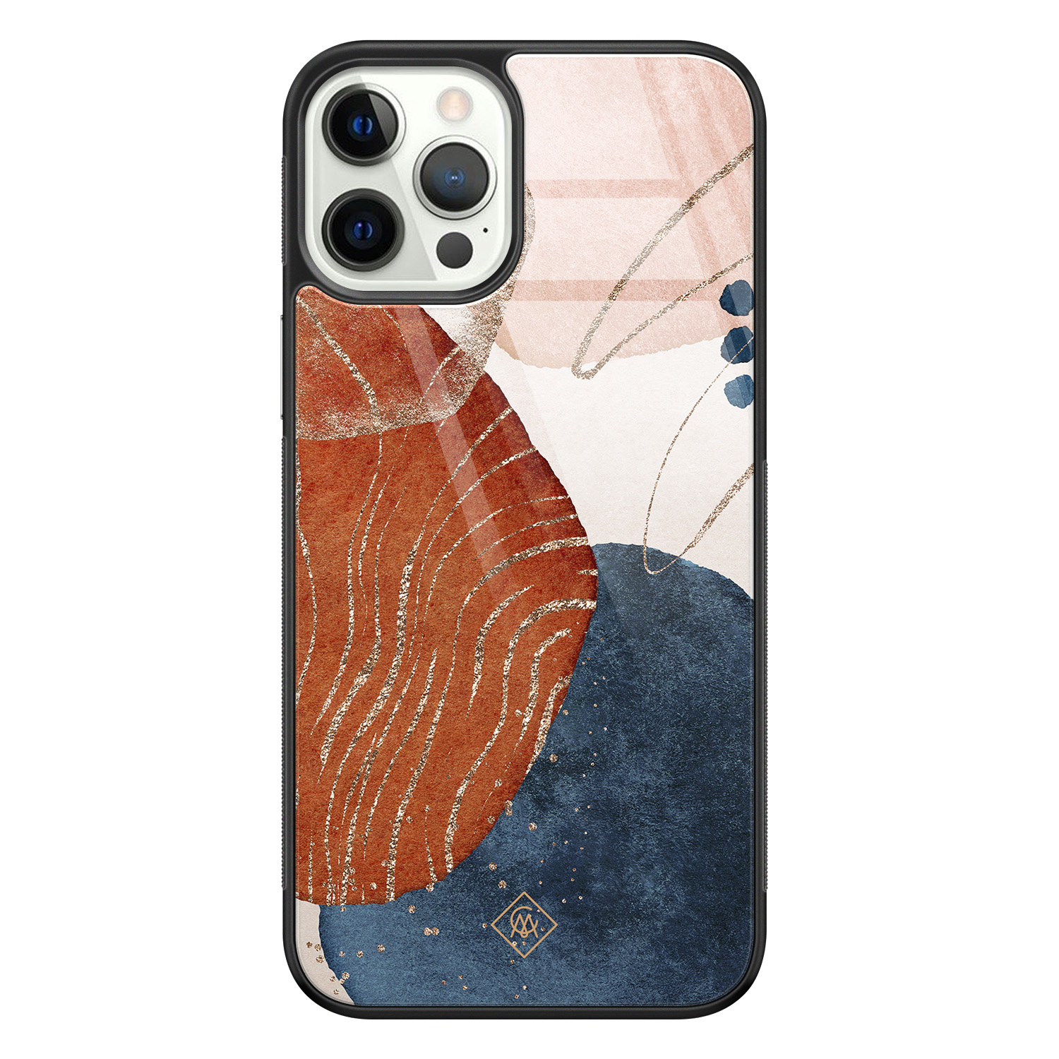 iPhone 12 Pro glazen hardcase - Abstract terracotta