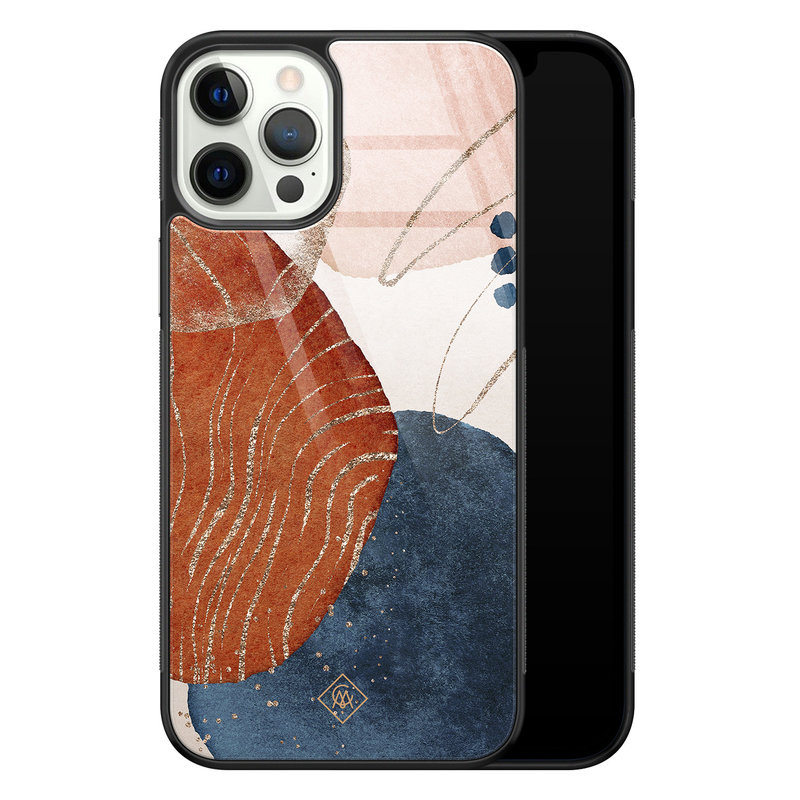 Casimoda iPhone 12 Pro glazen hardcase - Abstract terracotta