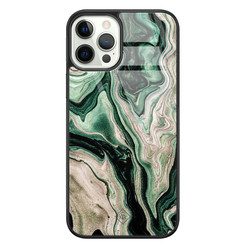 Casimoda iPhone 12 Pro glazen hardcase - Green waves