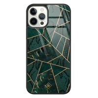 Casimoda iPhone 12 Pro glazen hardcase - Abstract groen