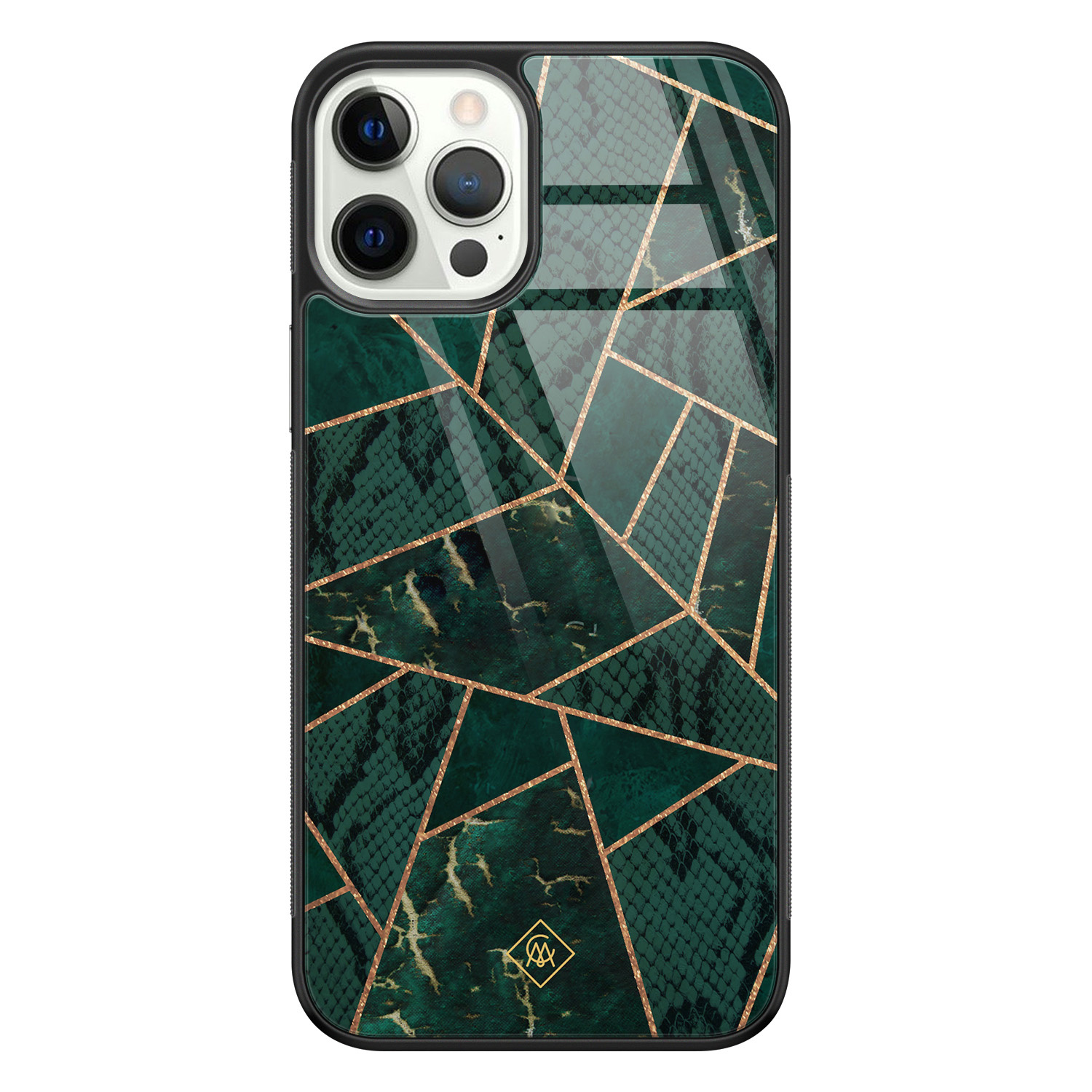 iPhone 12 Pro glazen hardcase - Abstract groen