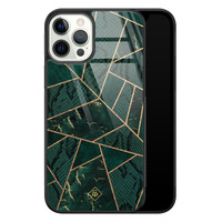 Casimoda iPhone 12 Pro glazen hardcase - Abstract groen