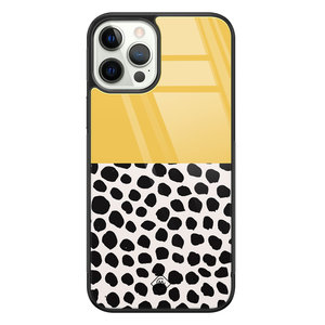 Casimoda iPhone 12 Pro glazen hardcase - Abstract geel