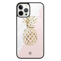 Casimoda iPhone 12 Pro glazen hardcase - Ananas