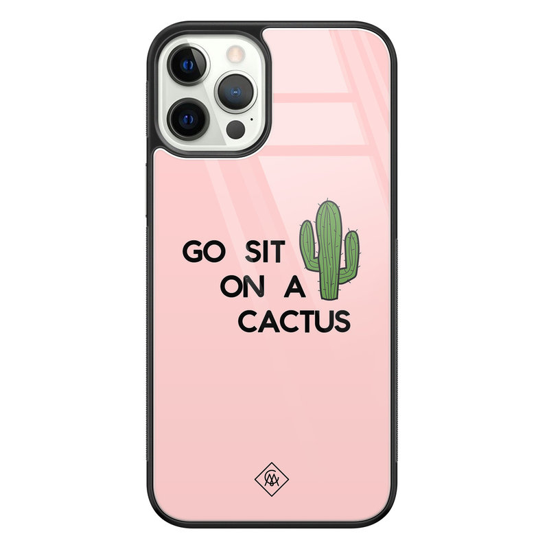 Casimoda iPhone 12 Pro glazen hardcase - Go sit on a cactus