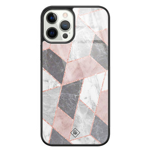 Casimoda iPhone 12 Pro glazen hardcase - Stone grid