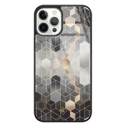 Casimoda iPhone 12 Pro glazen hardcase - Grey cubes